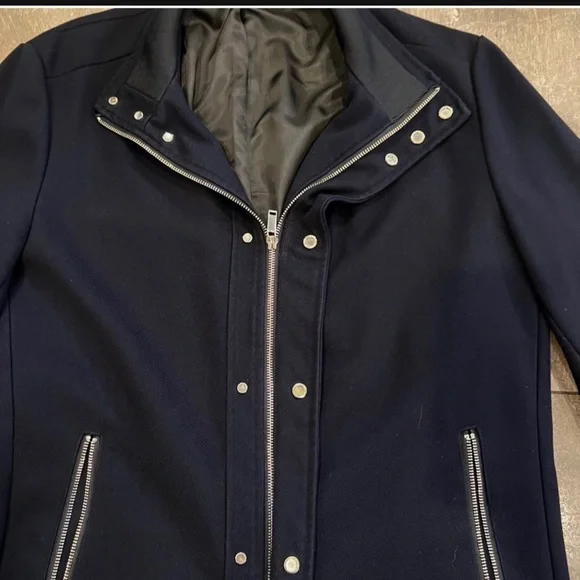 Zara Men's Navy Blue Coat size (xl) euro 44, like new - Picture 6 of 10